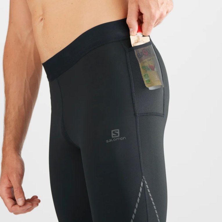 Black Salomon Cross Men's Running Tights | PH 81549E